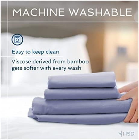 Hotel Sheets Direct 4 Piece Bed Sheet Set California King Size, 100% Viscose Derived from Bamboo Sheets Set with 2 Pillowcases, Cooling & Breathable Luxury Bedding, Moisture-Wicking, Light Gray