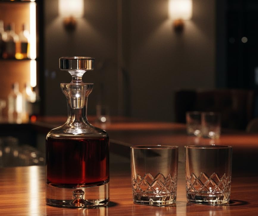 Ravenscroft Crystal | Elegant European-Made Hand-Blown Taylor Decanter w/Stopper | 100% Lead-Free Crystalline | 35 FL Oz | Gift-Boxed