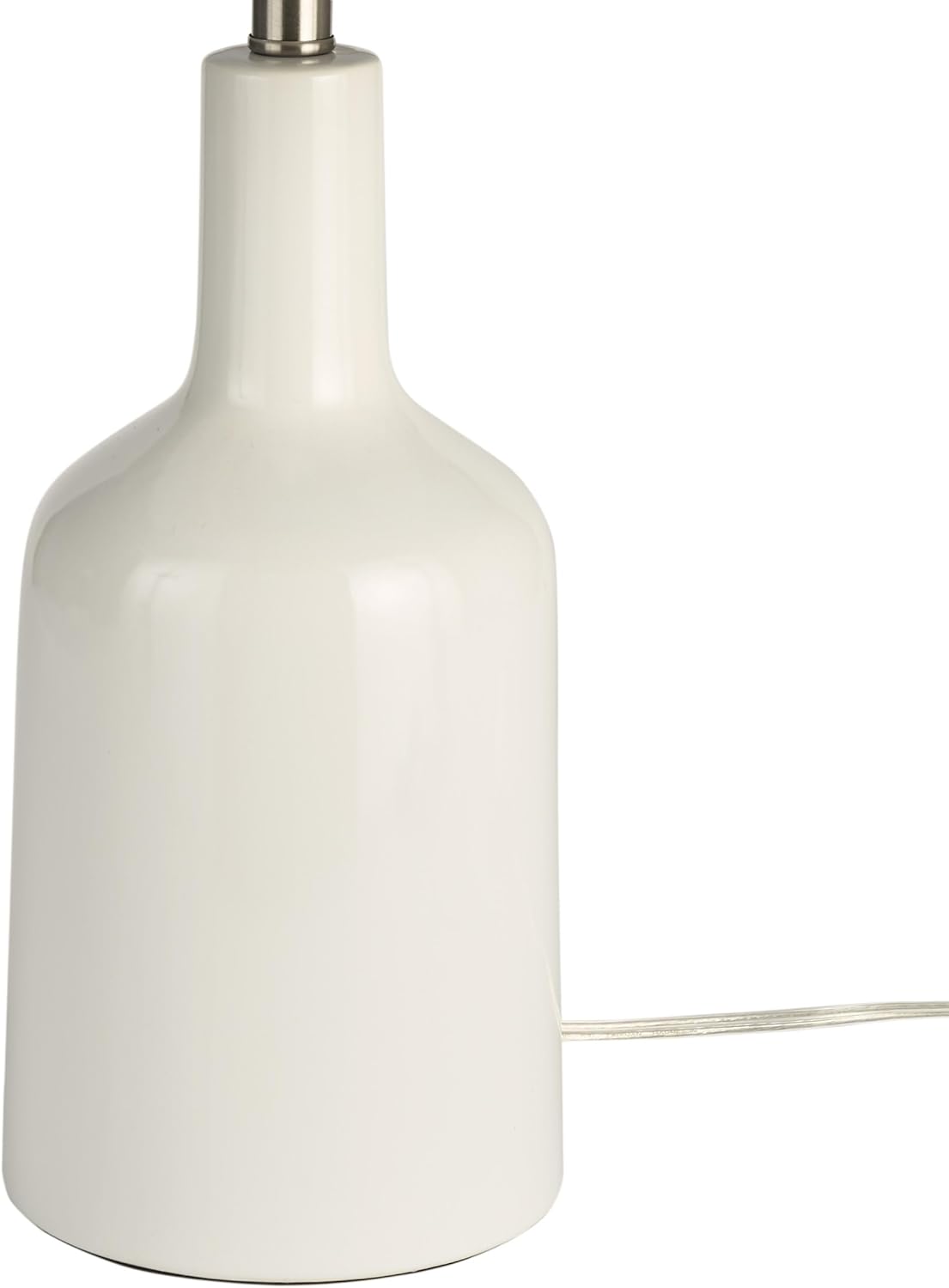 Nourison Home 22" Glossy White Ceramic Table Lamp for Modern, Transitional, Bedside Table, Living Room, Dining, Entryway