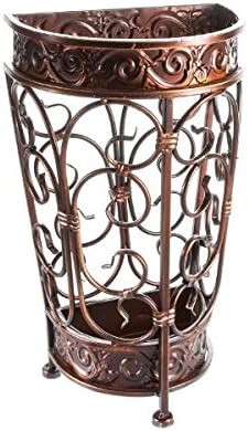Super Quality Umbrella Stand, Umbrella Holder, Antique Look Metal, Entry Hallway Décor, Wallside Style, w/Removable Drip Tray (Mahogany)