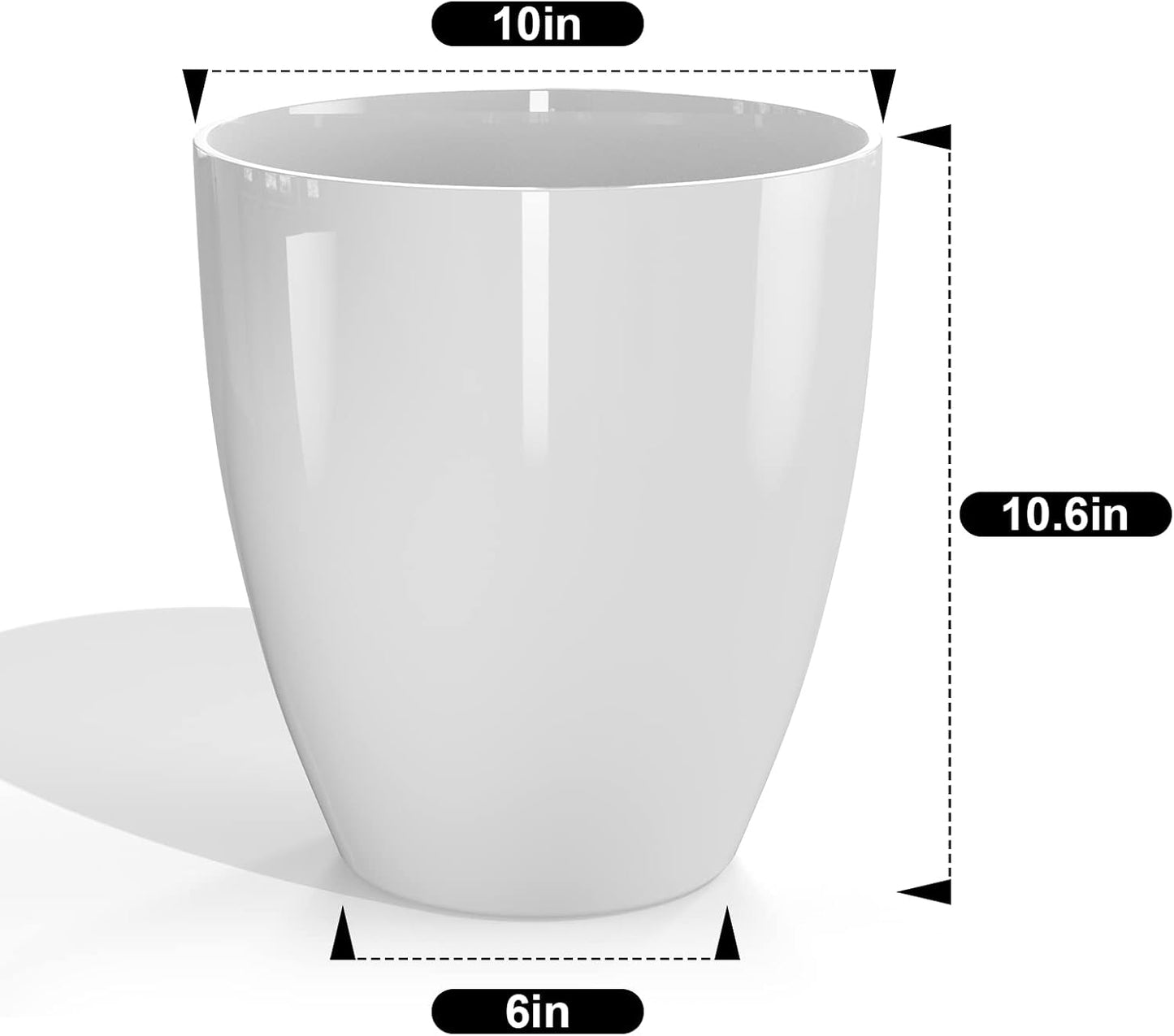 QCQHDU Plant Pots Set of 2 Pack,10 Inch Plant Pot for Indoor and Outdoor Plants with Drainage Hole,Flower Pots Modern Decorative Planter for Garden Plants (White)