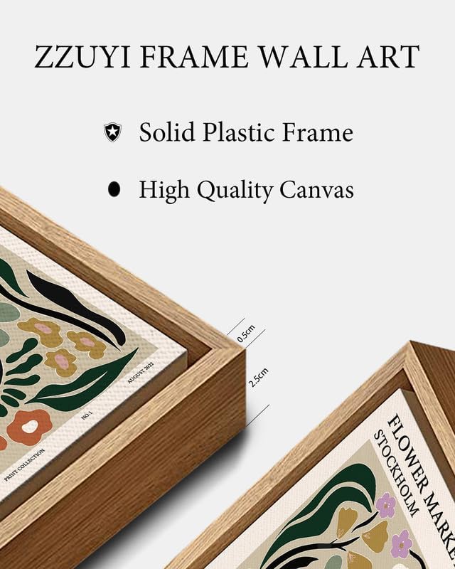 Zzuyi Flower Market Framed Wall Art,Botanical Decor, Large Wall Art for Living Room, Bed Room, Office- 24"x32" Natural Framed