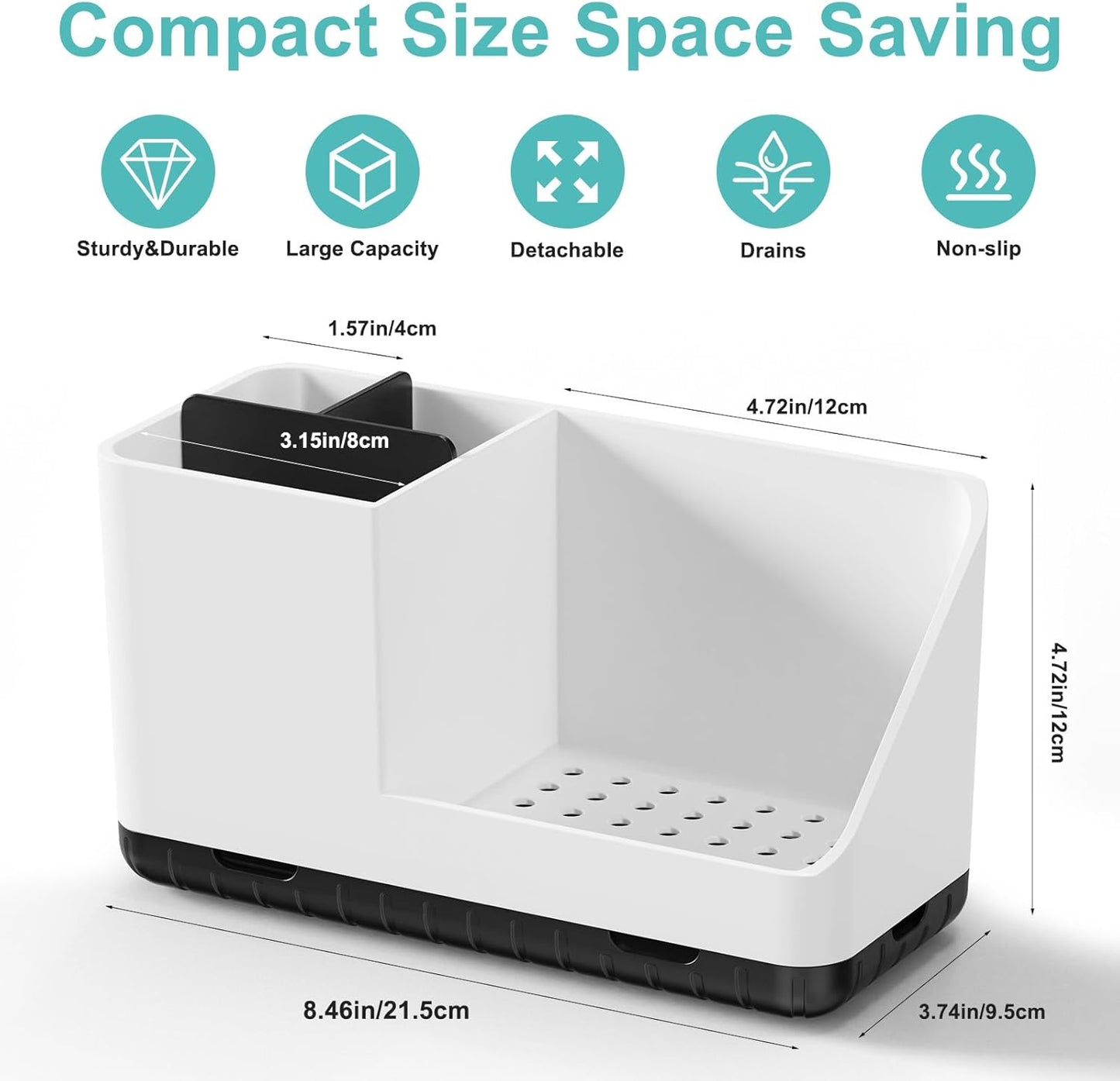 Bathroom Counter Organizer, Bathroom Organizers and Storage, Detachable Toothbrush Holders for Bathroom Vanity Sink Organizer (White)