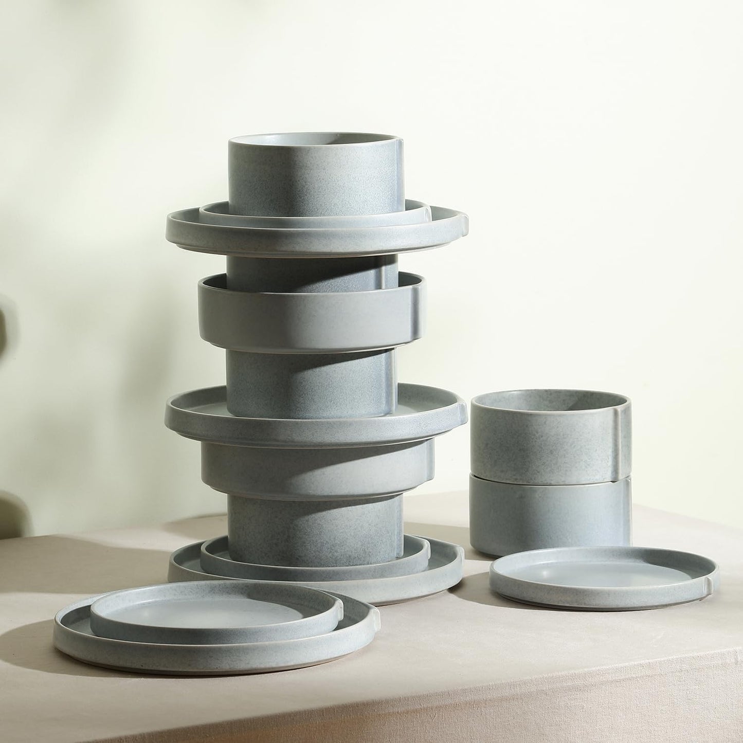 Stone Lain Bao 24-Piece Dinnerware Set Stoneware, Blue-Grey