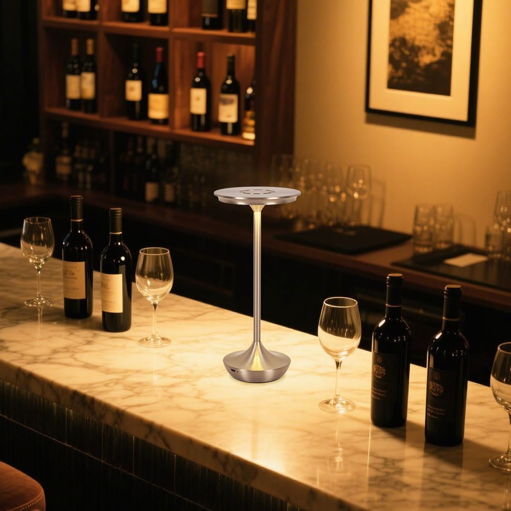 EJQ Cordless Table Lamp Rechargeable, 6000mAh Battery Operated LED Table Lights Outdoor Portable Touch Dimmable Table Lamp for Bedroom Patio Cofee Restaurant Dining Home Set of 2-Silver