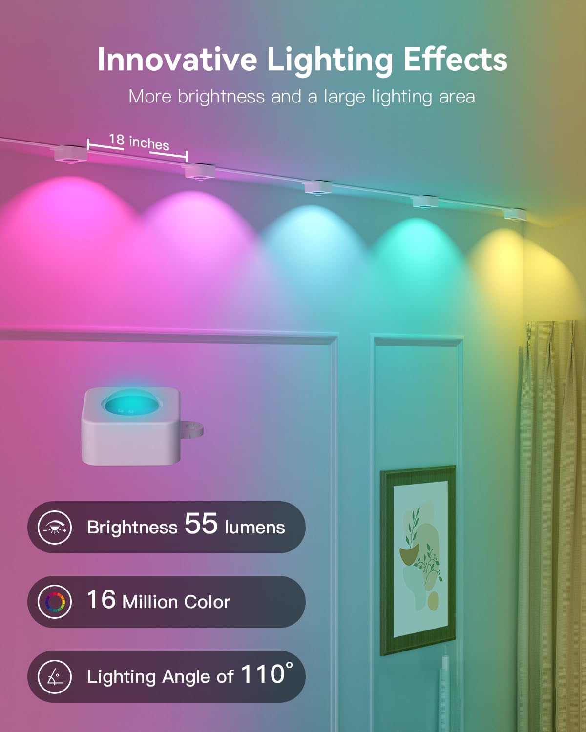 Ollny 50FT 30LED Permanent Outdoor Lights, APP Control RGB Outdoor Lights 100 Scene Modes with Remote, DIY Music Modes Christmas Light for Holiday Xmas Halloween Decorations