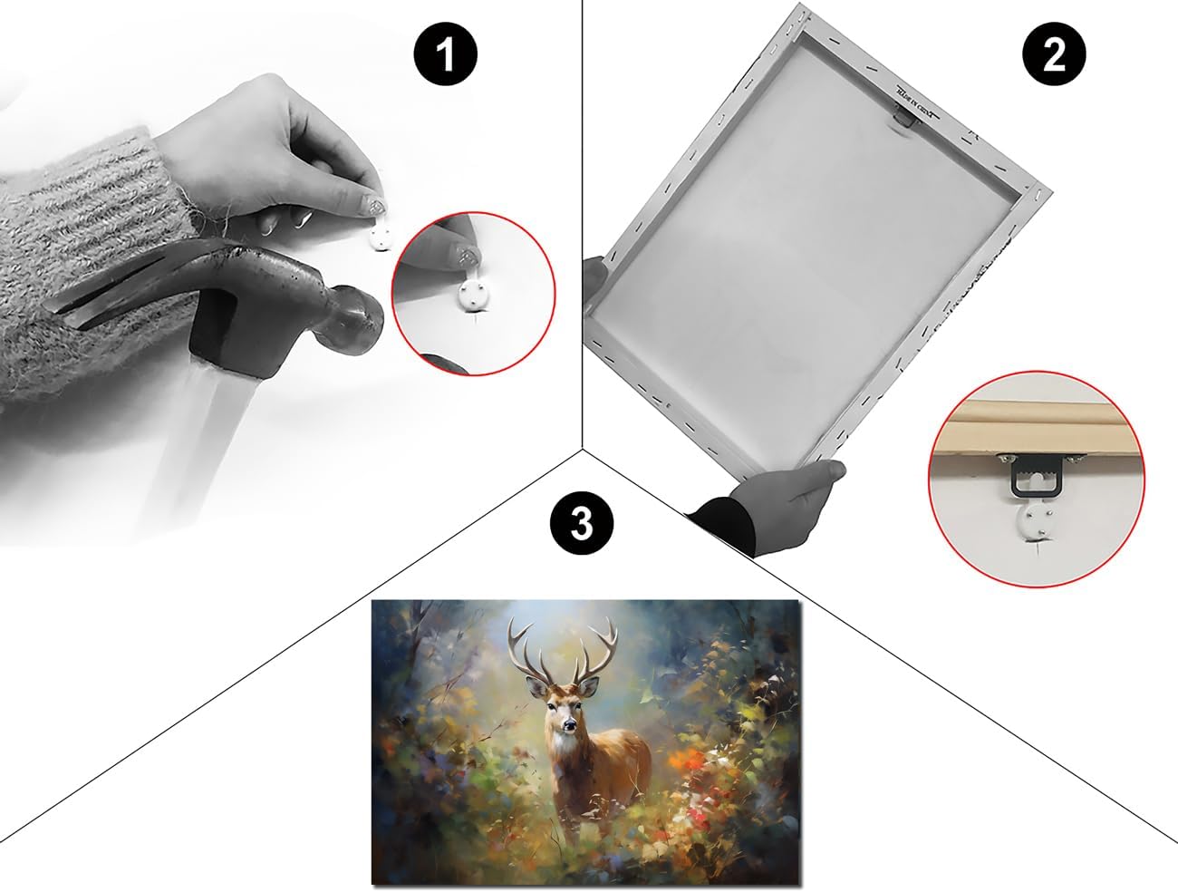 Deer Wall Art Decor Elk Canvas Pictures Forest Landscape Theme Art Print Wildlife Artwork for Living Room Watercolr Animal Canvas Art for Bedroom Bathroom Home Office Decorations(24"×36")