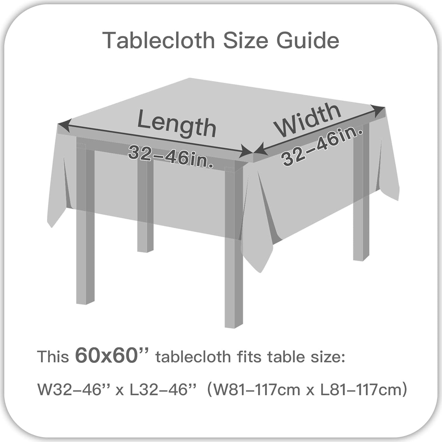 maxmill Square Jacquard Tablecloth Waterproof Spillproof Wrinkle Resistant Soft Weaved Design Table Cloth for Dinner and Party Washable Fabric Cover, Indoor and Outdoor Use, 60 x 60 Inch, Black