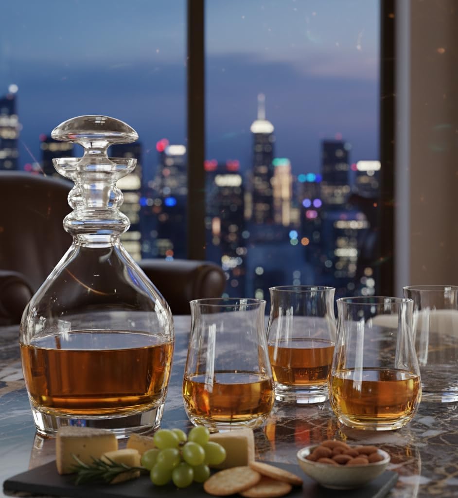 Ravenscroft Crystal | Elegant European-Made Hand-Blown Thomas Jefferson Decanter with Stopper | 100% Lead-Free Crystalline | 47.5 FL Oz | Gift-Boxed