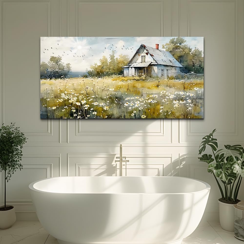 FUHAIHUA Canvas Wall Art For Living Room Large Wall Decor For Office Bedroom Wall Decorations Rural Landscape Paintings Farmhouse Watercolor Pictures Artwork Hotel Aesthetic Home Decor 20x40 In