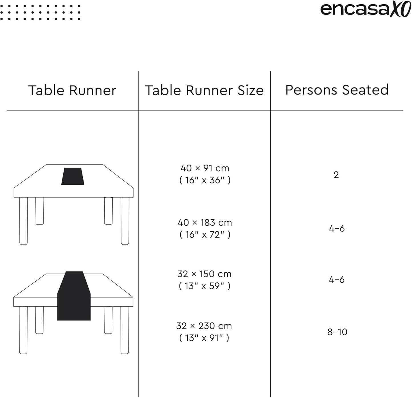 Encasa XO Dining Table Runner 16"x72" | Pure Cotton Hemstitched Design | Natural - Machine Washable