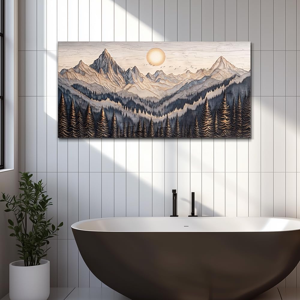 MHARTK66 Wall Art For Living Room Abstract Mountain Landscape Wall Painting Bedroom Wall Decor Office Modern Pictures Wall Decor Sunrise Forest Large Canvas Prints Hanging Modern Home Decorations