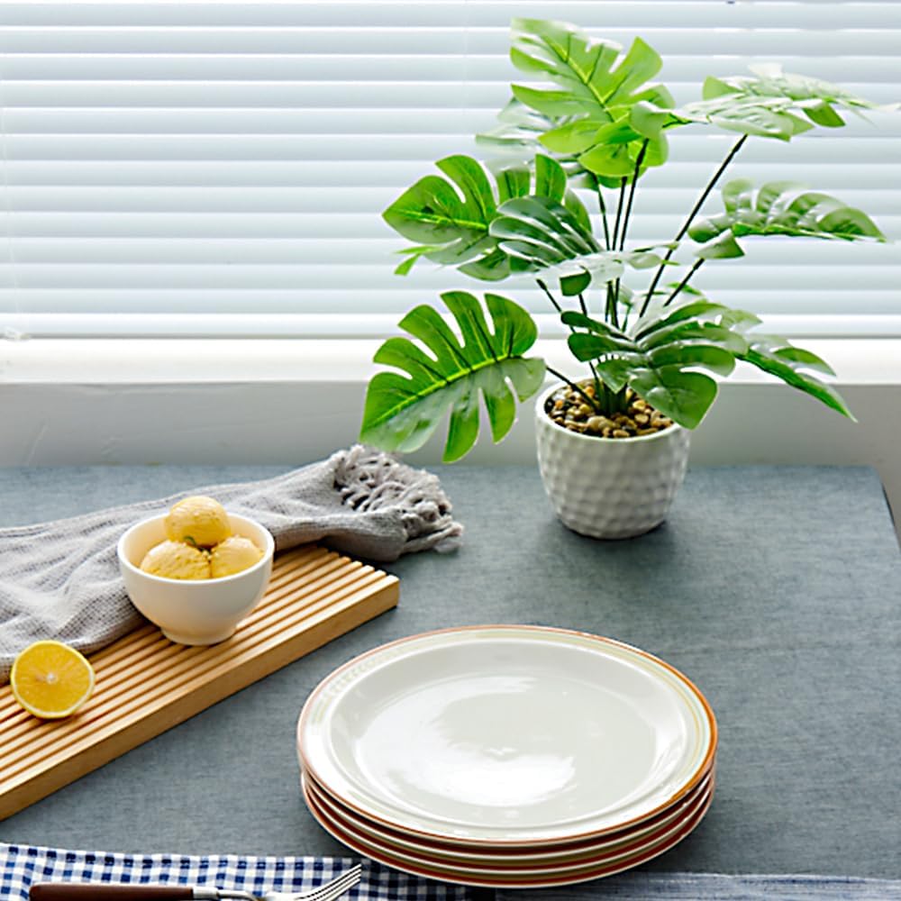 10.5-inch Porcelain Dinner Plate Set of 6 - Microwave, Oven and Dishwasher Safe, Scratch Resistant. (Cozy Orange)