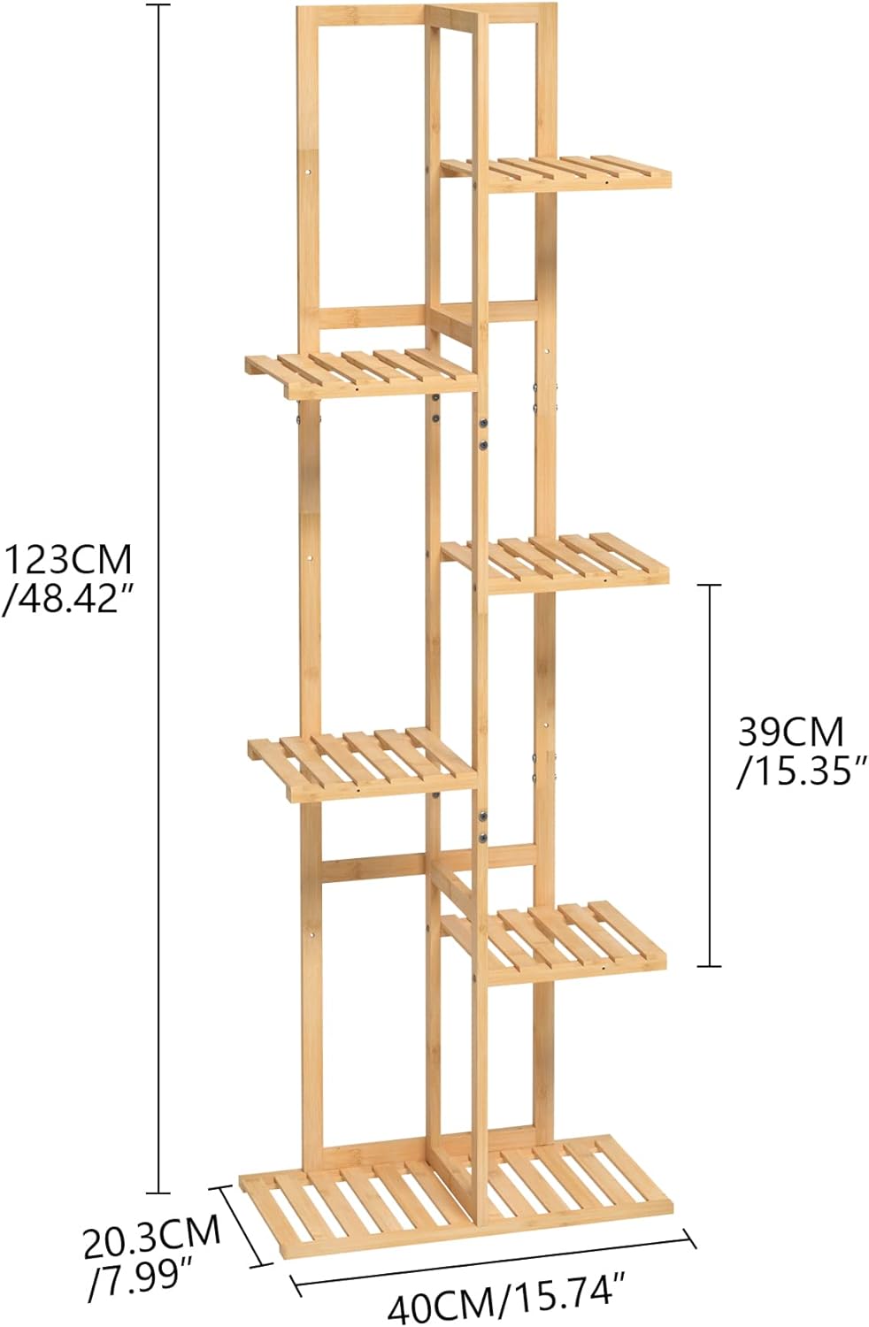 Laiensia Bamboo Plant Stand Rack 6 Tier,Multiple Stand Holder Shelf Rack, Indoor&Outdoor Planter Display Shelves for Patio Garden, Living Room, Corner Balcony and Bedroom,Wood Color