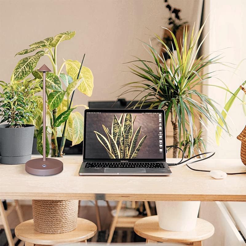 Rechargeable Cordless Table Lamps,Modern Battery Operated Table lamp,Portable LED Touch 2 Levels Brightness Dimmable Bar Lamp,Small Lamp in Aluminum for Bars,Restaurant,Living Room(Rust)