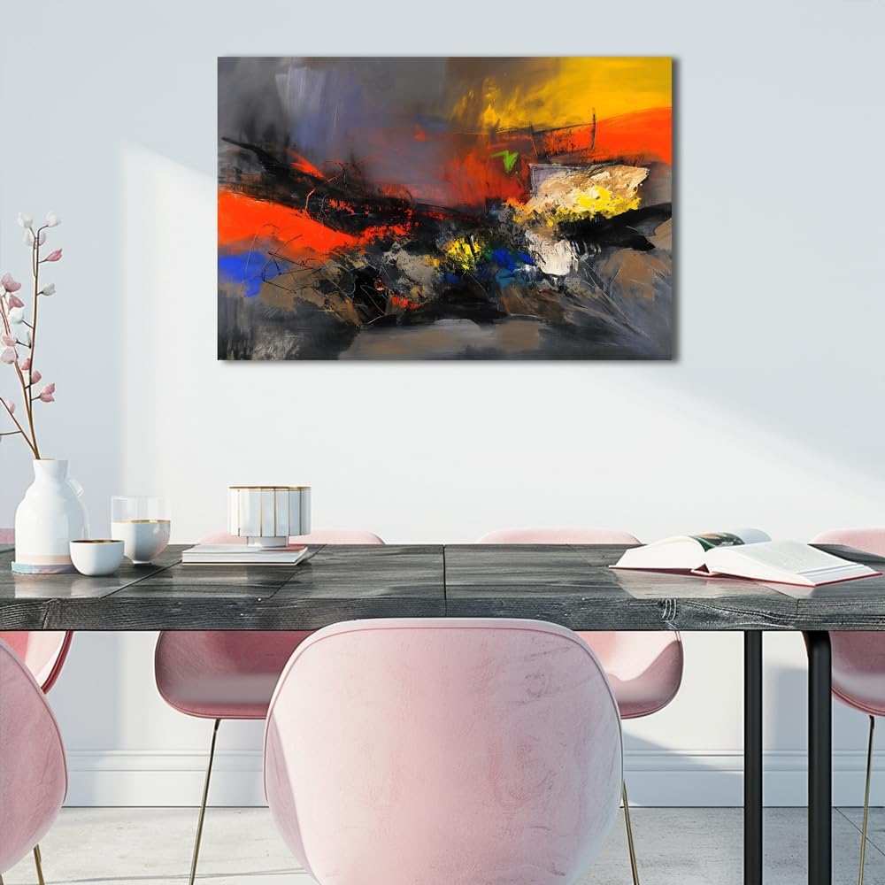 Red Black and Gray Abstract Canvas Wall Art Colorful Modern Multicolored Pictures for Living Room Contemporary Painting Wall Decor for Bedroom Home Office Decortions 24x36 inches