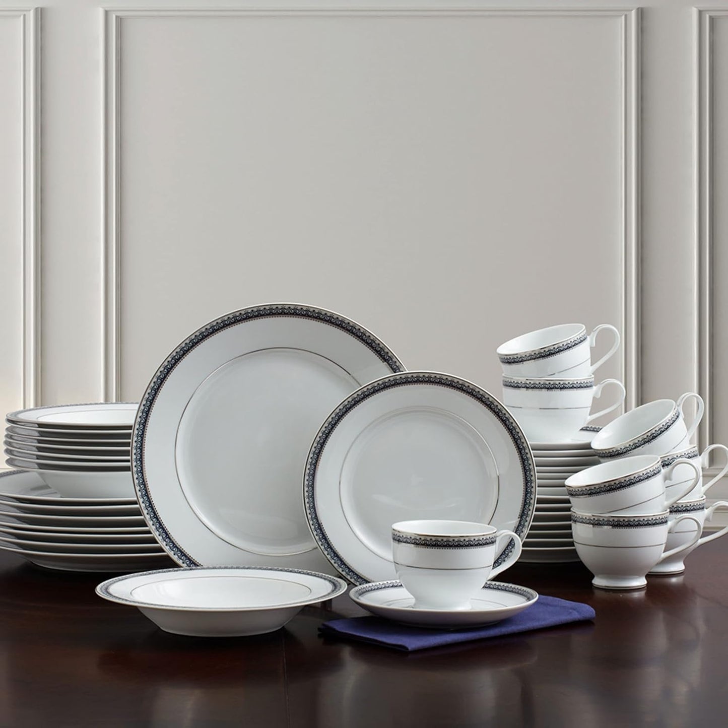 Mikasa Platinum Crown Cobalt 40-Piece Dinnerware Set, Service for 8