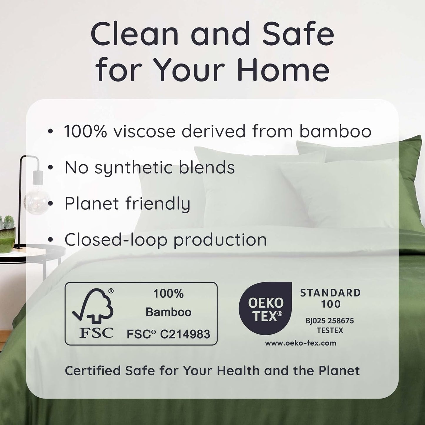 Bambaw 100% Viscose Derived from Bamboo Sheets Queen Size Set – 4pcs Cooling Sheet Set, Super Soft Sheets Queen Size, Luxury Bedding, Deep Pocket Fits Up to 16'' Mattresses (Olive)