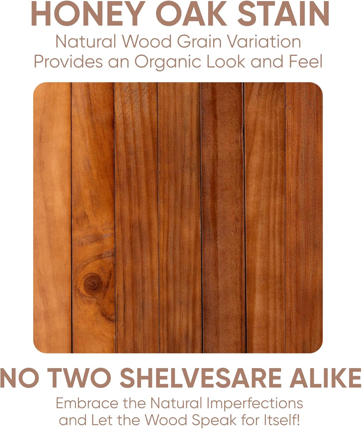 Homeforia Oak Floating Shelves 42 inch Long, High End Solid Real Wood 42inch Floating Shelves for Wall Mounted, Honey Oak Wooden 42in Floating Shelf, Heavy Duty Bracket, 42 X 6.5 X 1.75 in, Set of 3