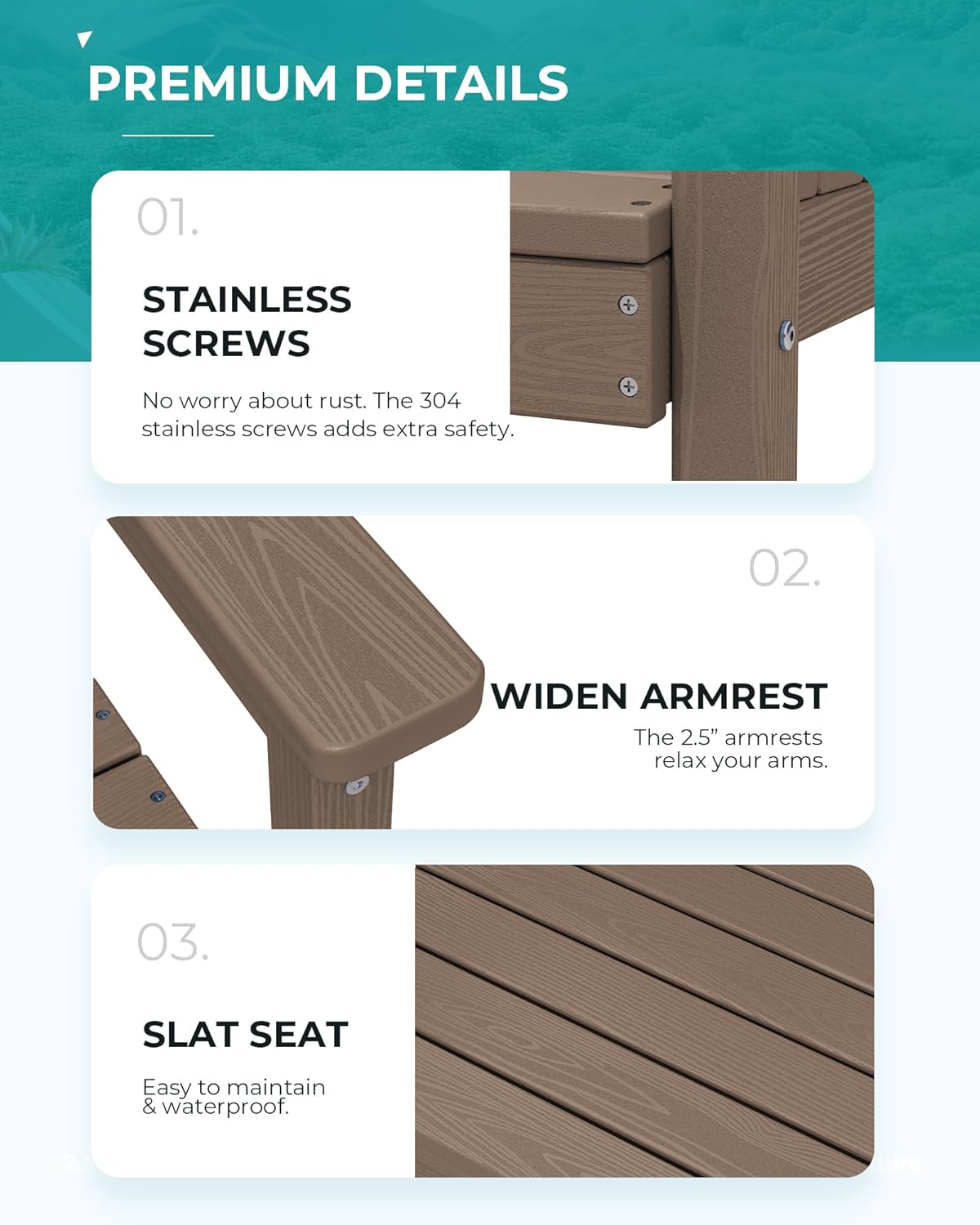 SERWALL Outdoor Dining Set for 6, HDPE Furniture Set with Umbrella Hole, All Weather Bench & Chairs, Coffee Table