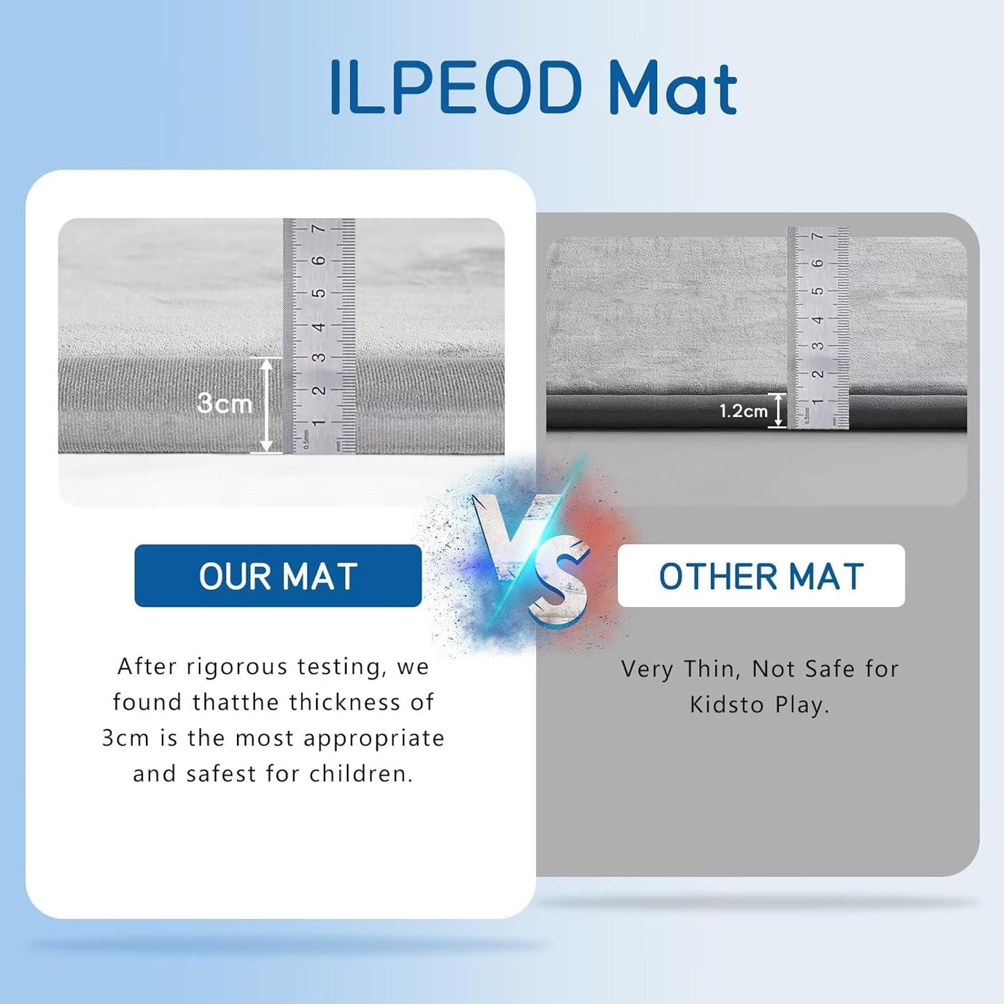 Baby Play Mat for Floor Tummy Time Nursery Rug Muscle Mat Area Playroom Rug Tatami 4'11x3'28" Memory Foam 1.3" Thick Crawling For Babies,Toddlers, Infants, Kids(Light Gray)