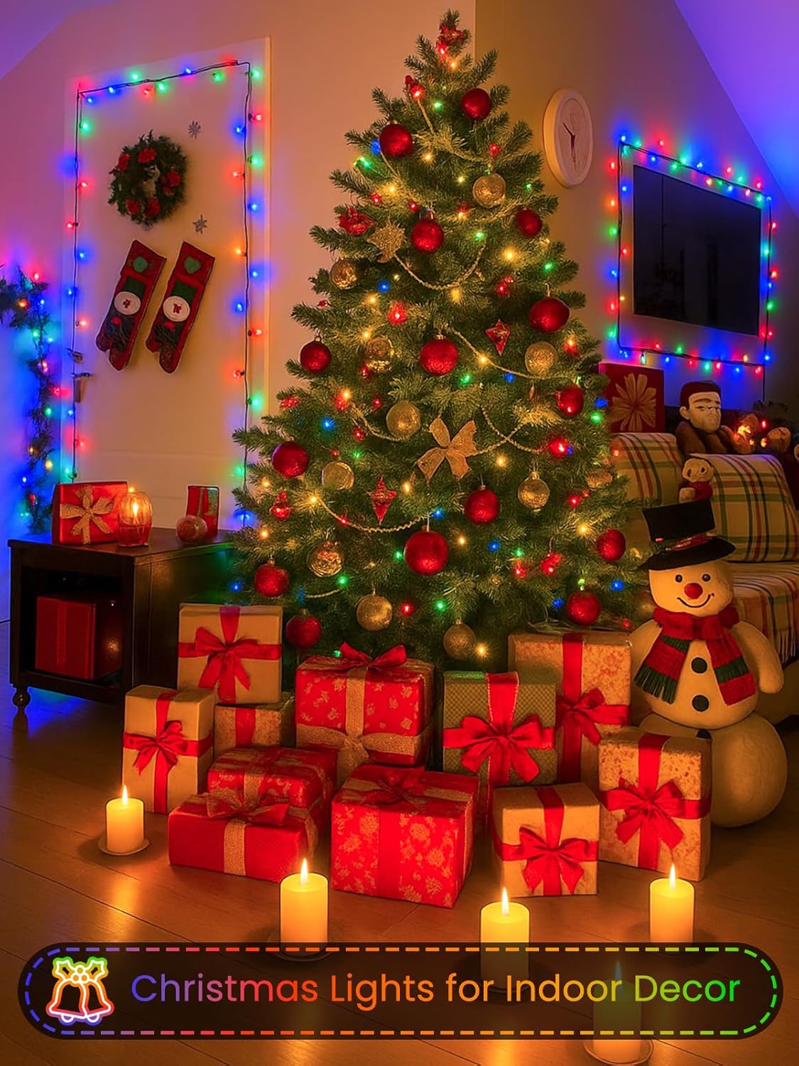 2 Pack Battery Operated Christmas Lights with Timer, 66FT 200 LED Waterproof Battery Twinkle Light, 8 Modes Green Wire Fairy Lights for Indoor & Outdoor Bedroom Tree Christmas Decorations (Multicolor)