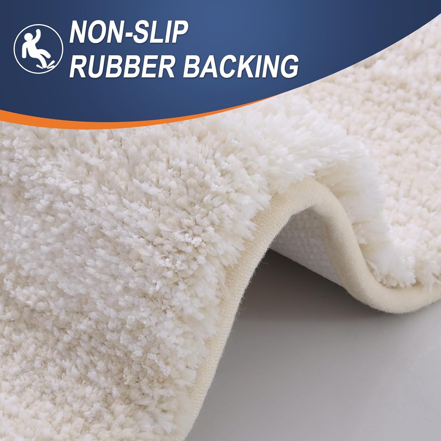 OLANLY Bathroom Rug Set 2 Piece, Soft Absorbent Microfiber Bath Mats and U-Shaped Contour Toilet Rug, Non-Slip, Machine Wash Dry, Plush Shaggy Bath Mats for Bathroom (24"x16"+24"x20", Light Beige)