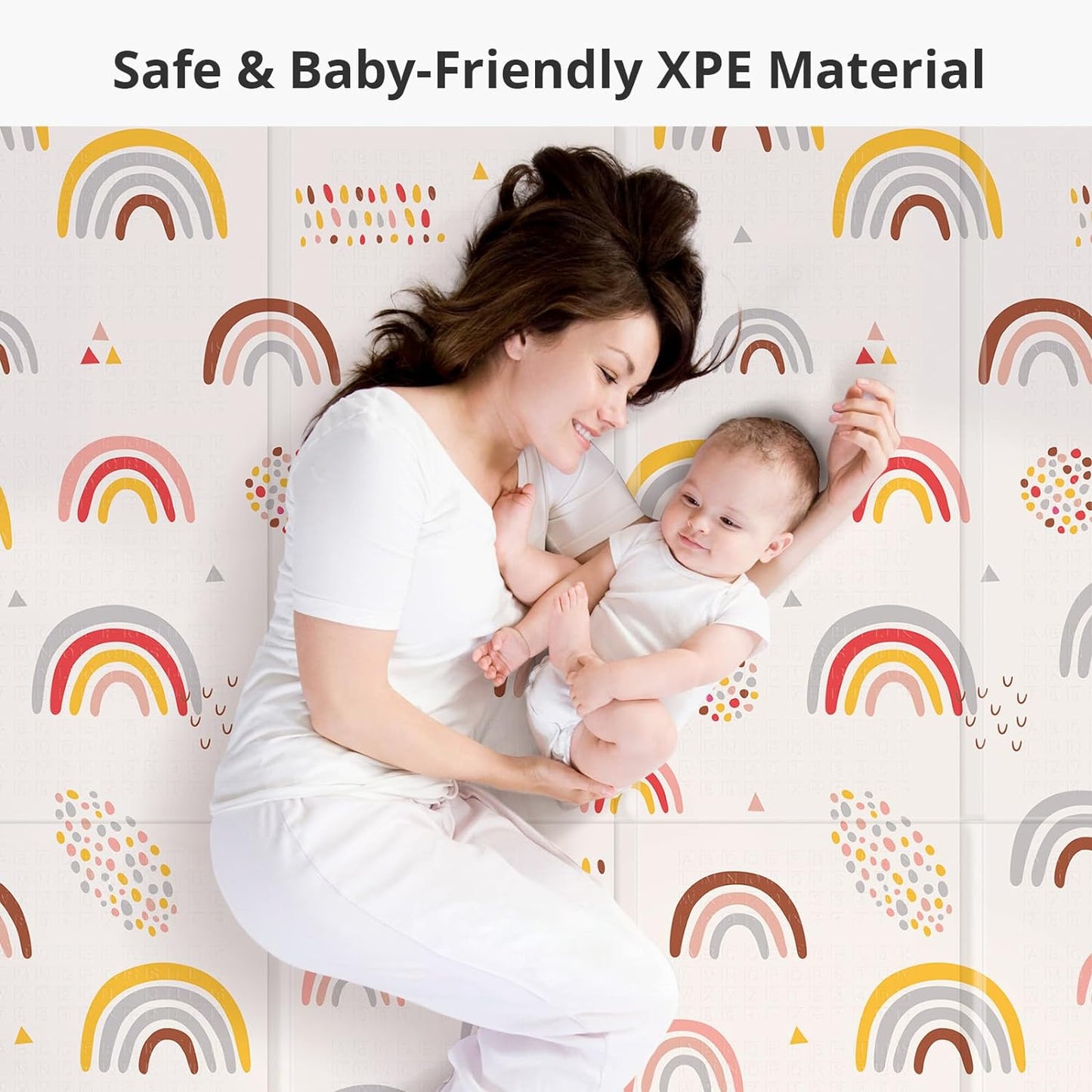 Extra Large Play Mat for Baby, 0.8 Inch Thick BPA Free, Reversible Foldable Baby Play Mat, 79" x71" Waterproof Foam Floor Baby Crawling Mat, Portable Playmat for Infants, Toddler, Kids, Rainbow