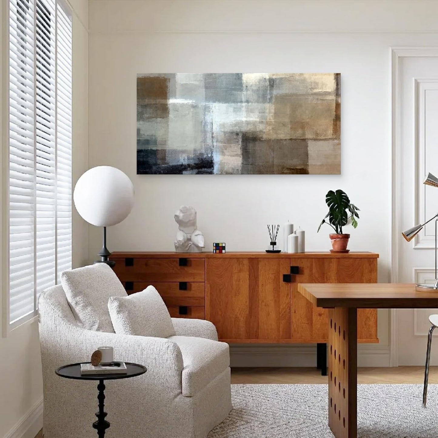 Baisuart A61298 Canvas Prints Abstract Wall Art Print Paintings Grey and Brown Stretched Canvas Wooden Framed for Living Room Bedroom and Office Home Decor Artwork