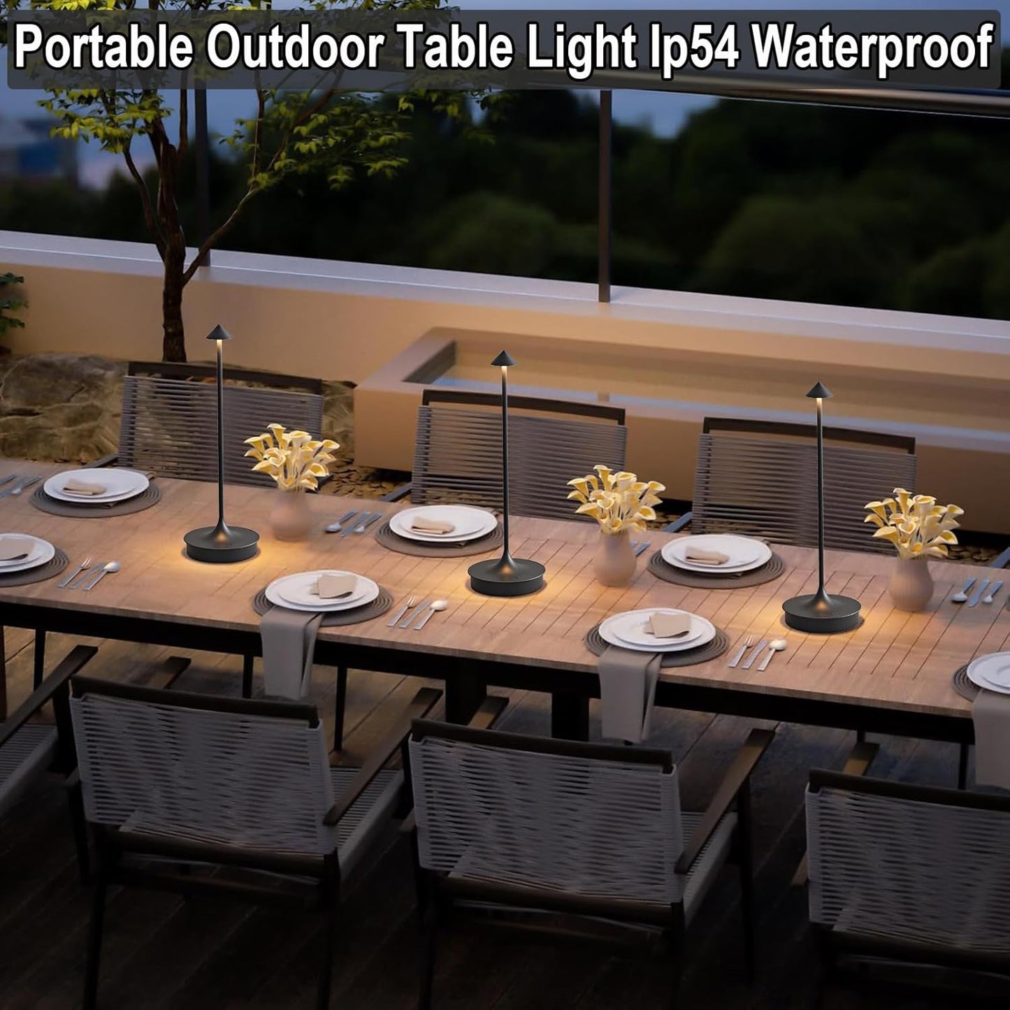 Cordless Table Lamp Rechargeable LED Table Lamps Battery Operated 4000mAh Touch Dimmable Wireless Lamp Waterproof Portable Outdoor Table Light for Restaurants and Dining Home Indoor/Outdoor Use