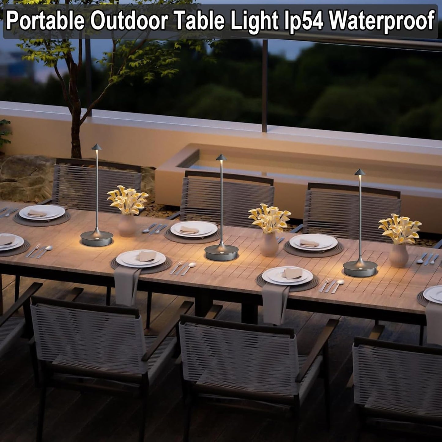 Cordless Table Lamp Rechargeable LED Table Lamps Battery Operated 4000mAh Touch Dimmable Wireless Lamp Waterproof Portable Outdoor Table Light for Restaurants and Dining Home Indoor/Outdoor Use