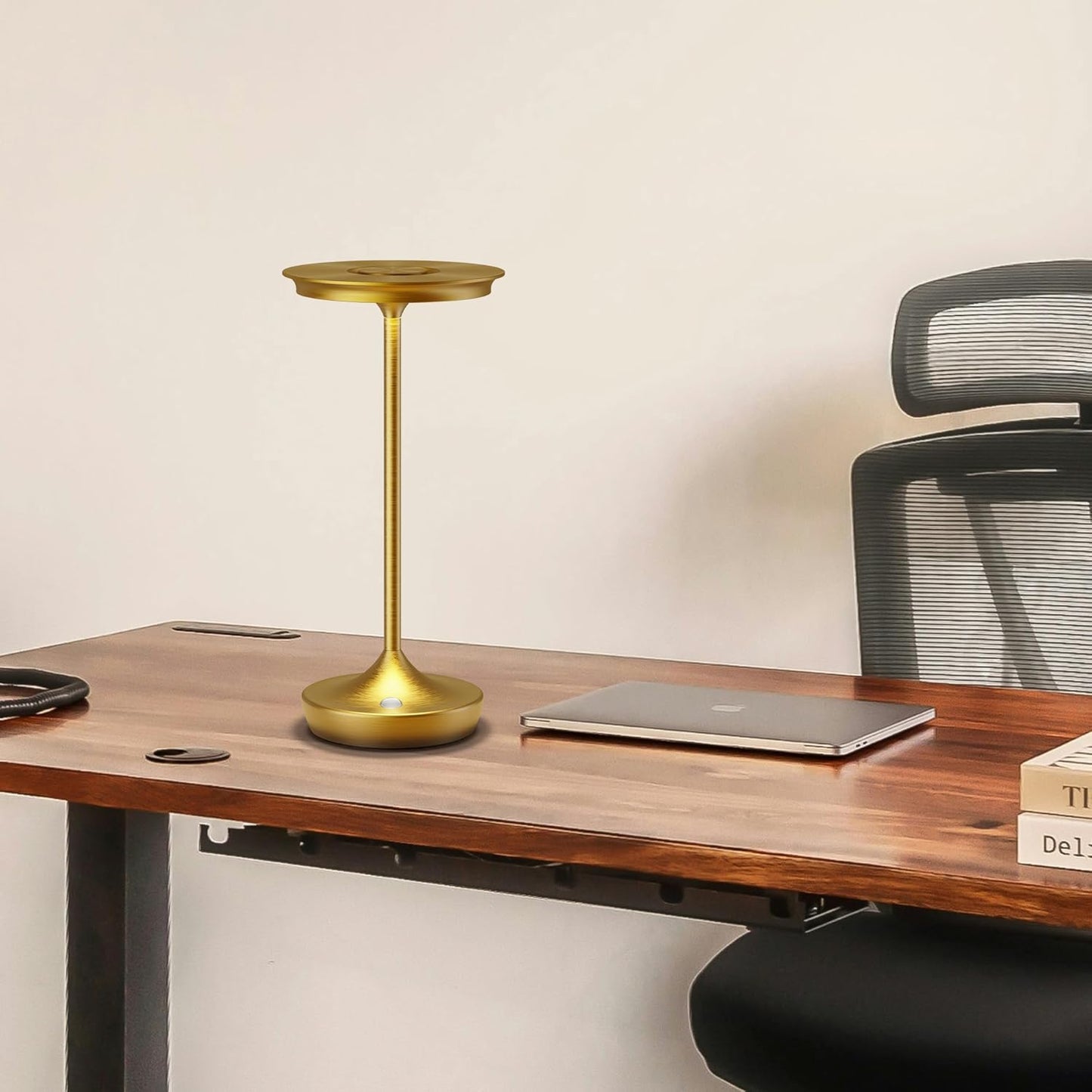 YHT Cordless Table Lamp, Restaurant Bedroom LED Rechargeable Stepless Dimming Desk Lamp, Outdoor Patio Portable 6000mAh IP54 Waterproof Table Light (Gold 2Pack)