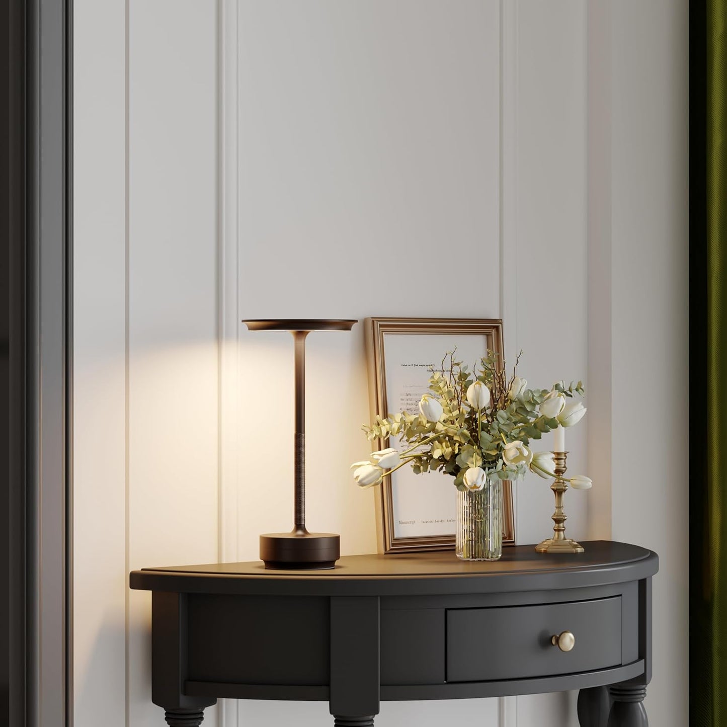 Cordless Table Lamp,USB Portable Rechargeable 5000mAh Outdoor LED Table Light,3 Levels of Brightness Infinitely Dimmable Touch Battery Powered Table Lamp,Dining/Patio/Nightstand(Brown)