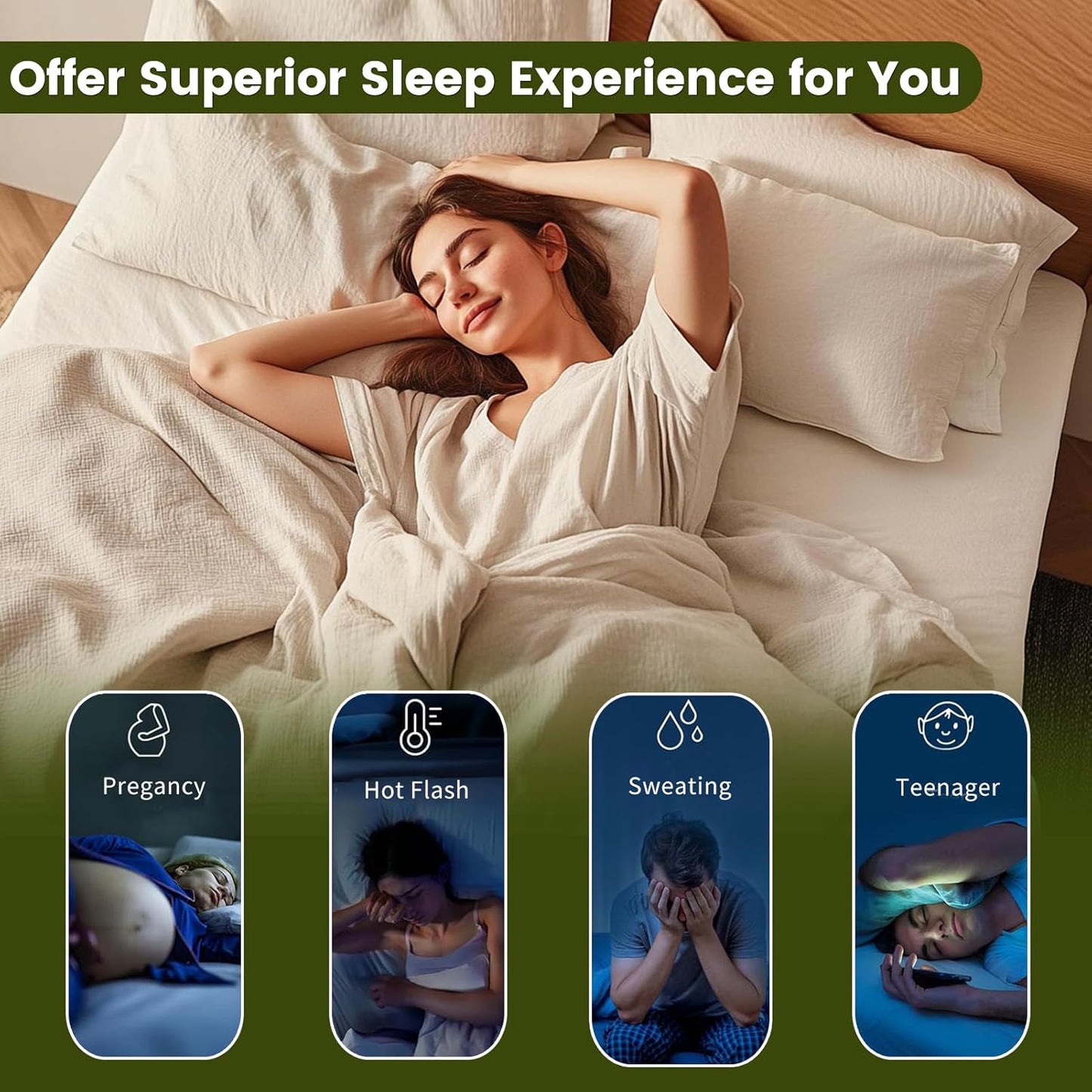 100% Linen Sheet Set Queen Size Extra Deep Pocket Fits 18-24 Inch Mattress, Breathable & Soft, Smooth 6-Piece Set for Thick Mattresses Hotel Luxury Bedding(Queen, Forest Green)