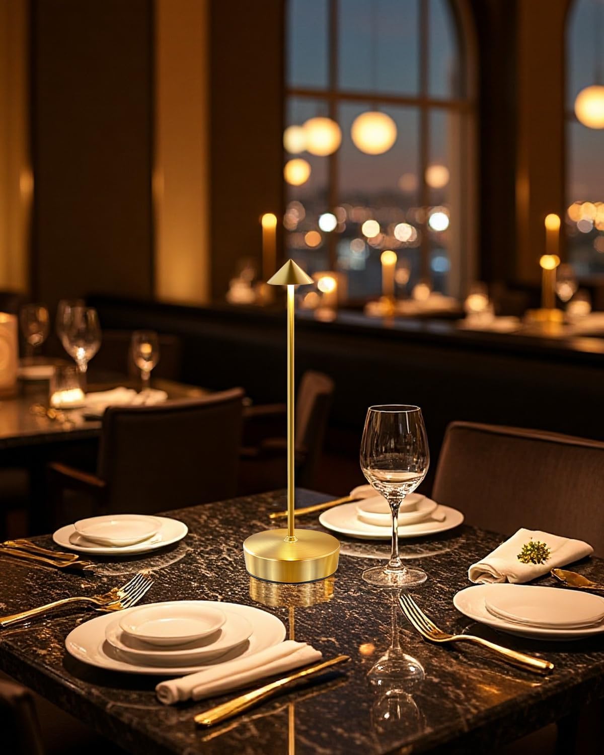 2 Packs Gold Cordless Rechargeable Table Lamp 7200mAh Portable Touch Control Led Waterproof Golden Table Lamp for Bedroom Reading