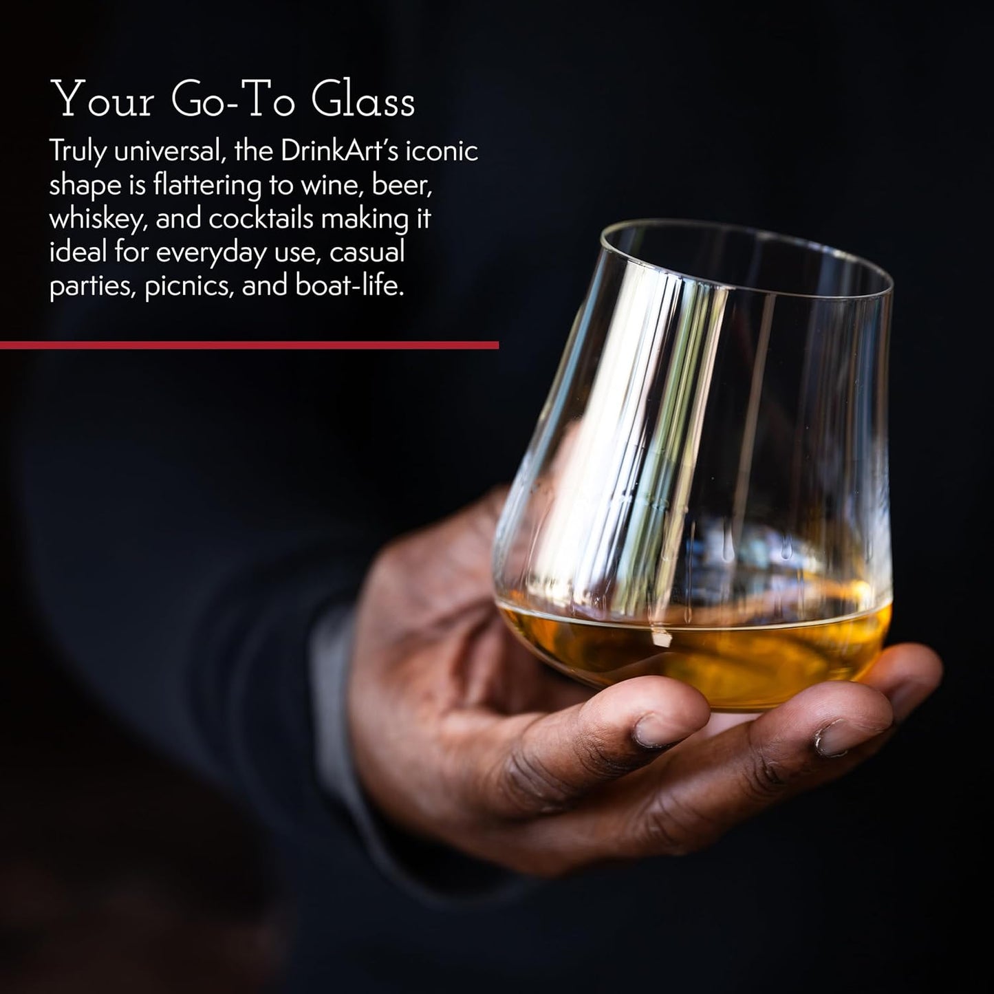 Gabriel-Glas Stemless Crystal Wine Glasses, Set of 6 - Premium, Universal Drinking Glass for Wine, Beer, Whiskey, and Cocktails - Dishwasher Safe, Lead-Free, 470 ml