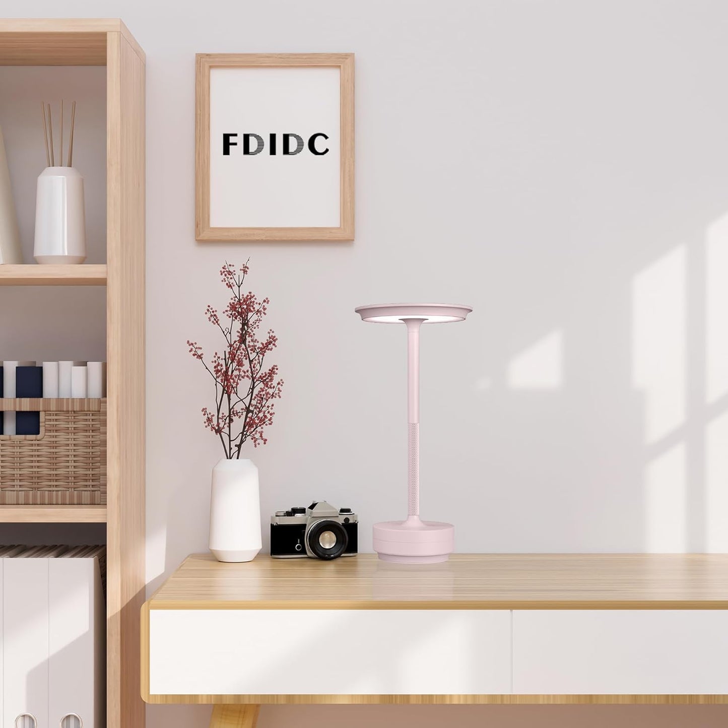 2 Pack Rechargeable Cordless Table Lamps, Portable 5000mAh LED Table Light, 3 Color Stepless Dimming Battery Powered Metal Table Lamp for Outdoo/Restaurant/Home/Patio.(Light Pink)