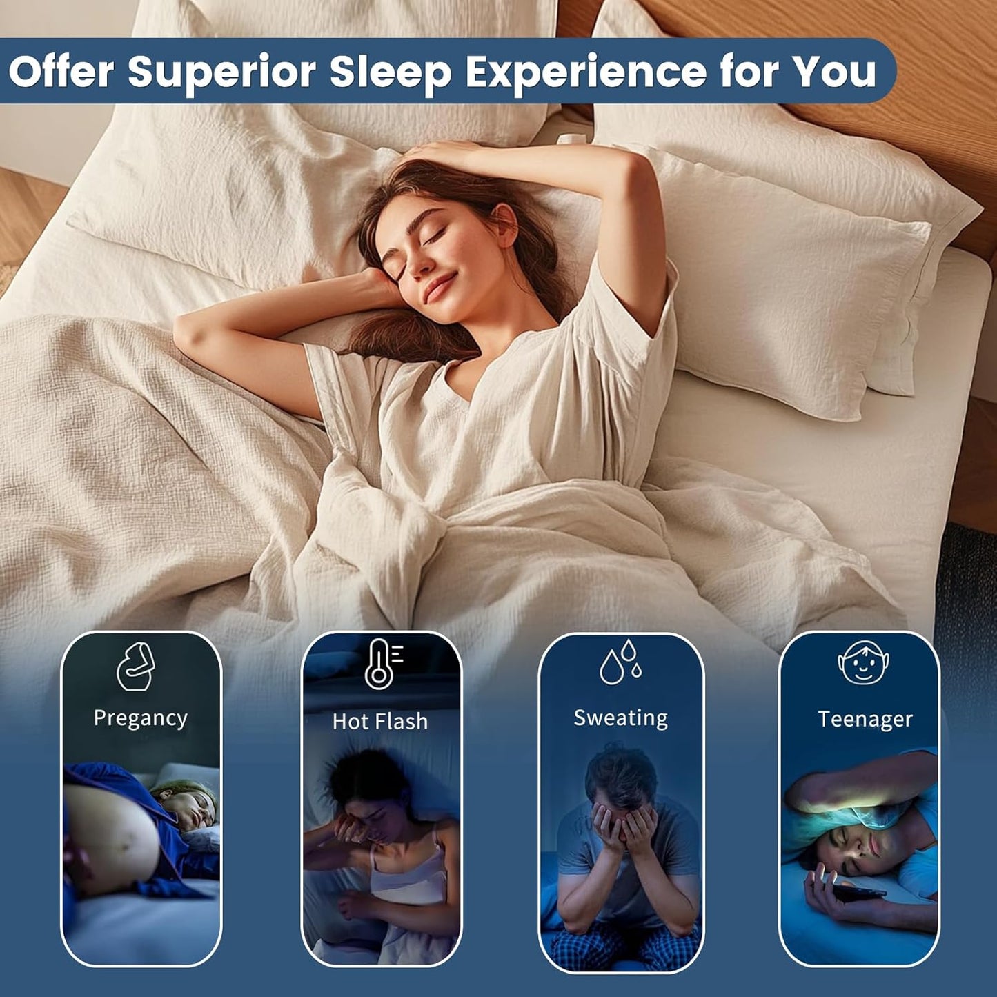 100% Linen Sheet Set King Size Extra Deep Pocket Fits 18-24 Inch Mattress, Breathable & Soft, Smooth 6-Piece Set for Thick Mattresses Hotel Luxury Bedding(King, Dusty Blue)