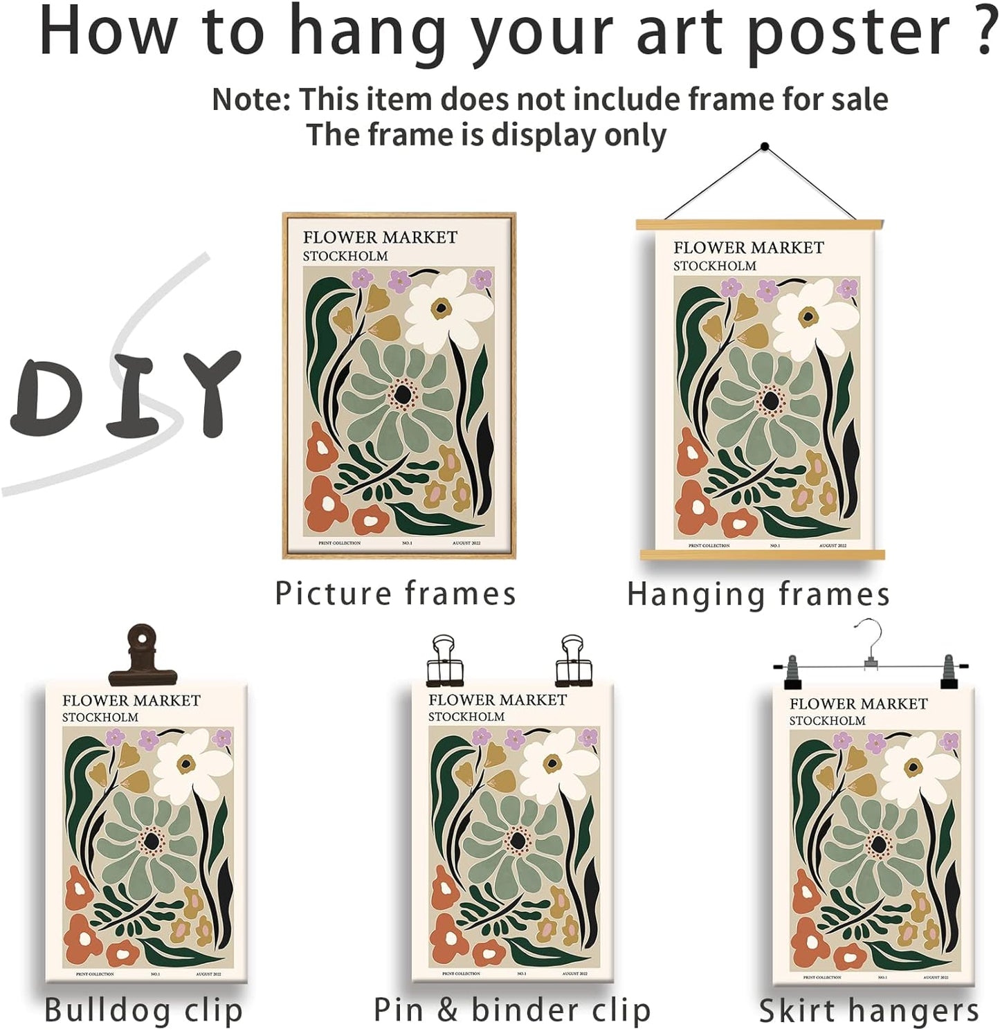 Zzuyi Flower Market Poster,Botanical Prints,Green Flower Prints Anthropologie art for Bathroom,Aesthetic Decor-16x24