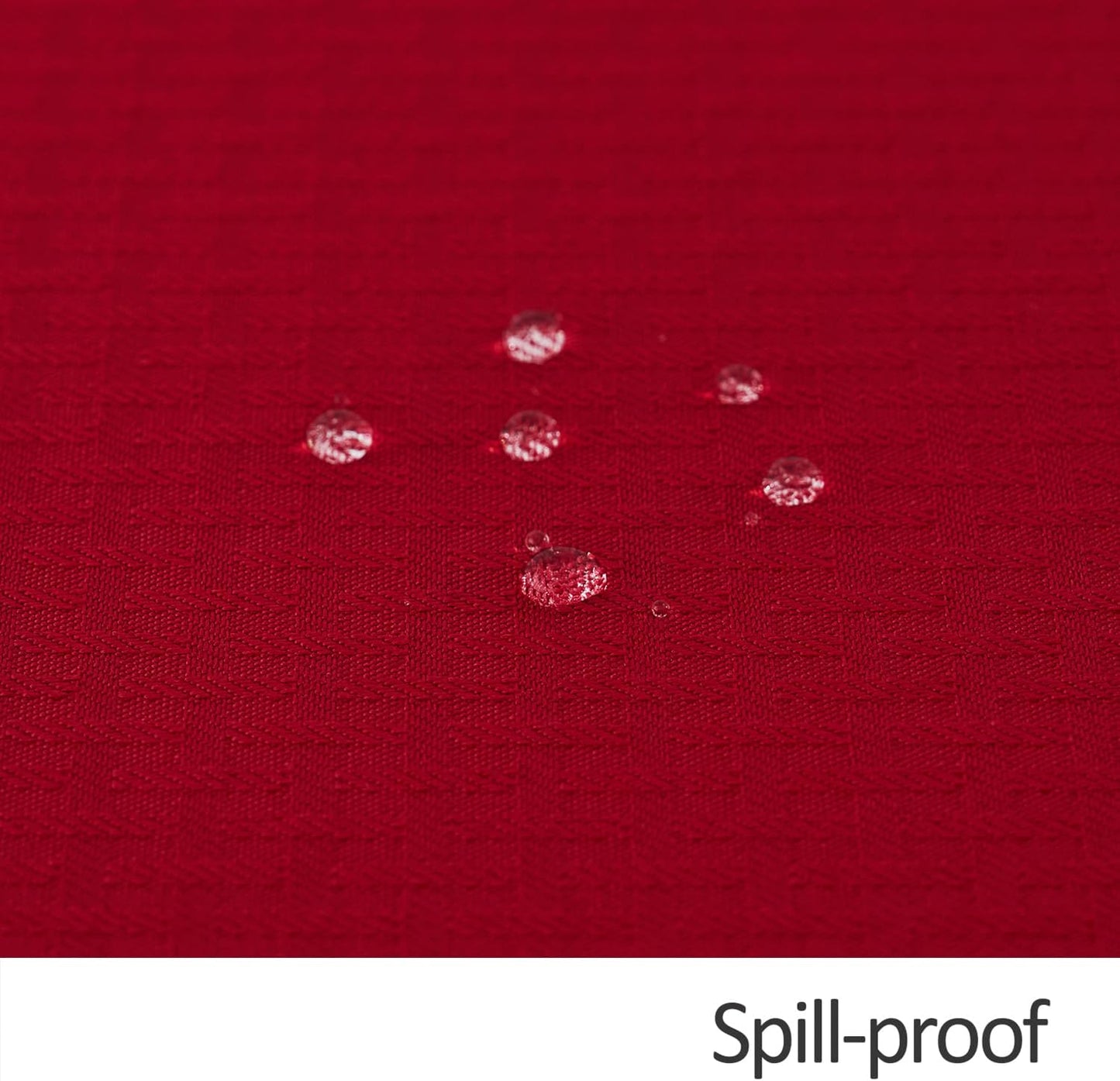 maxmill Round Tablecloth Weaved Texture Design Spill-Proof Wrinkle Free Soft Christmas Table Cloth for Circular Table Cover, for Dining Room Banquet Parties Holiday Dinner, 90 Inch Red