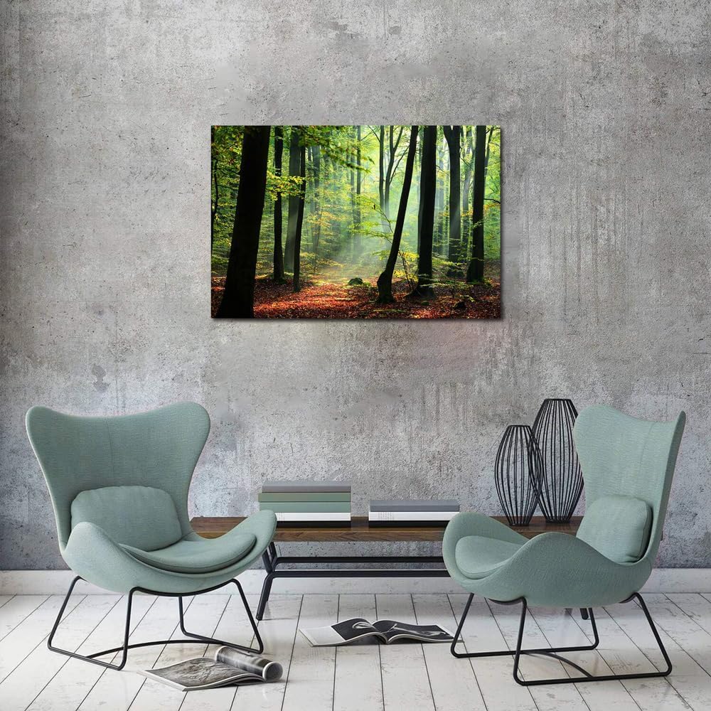 Nature Wall Art Large Forest Art Canvas Wall Decor Green Tree Canvas Print Artwork Decor for Living Room Mountain Wall Art Landscape Pictures for Bedroom Home Office Decorations (32x48inches)