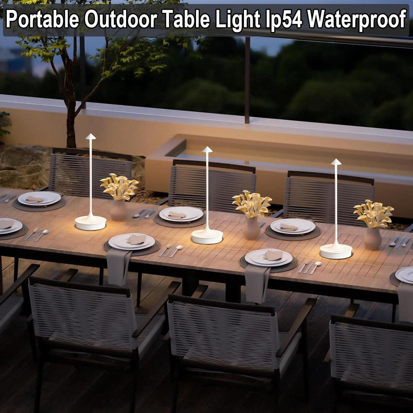 Cordless Table Lamp Rechargeable LED Table Lamps Battery Operated 4000mAh Touch Dimmable Wireless Lamp Waterproof Portable Outdoor Table Light for Restaurants and Dining Home Indoor/Outdoor Use