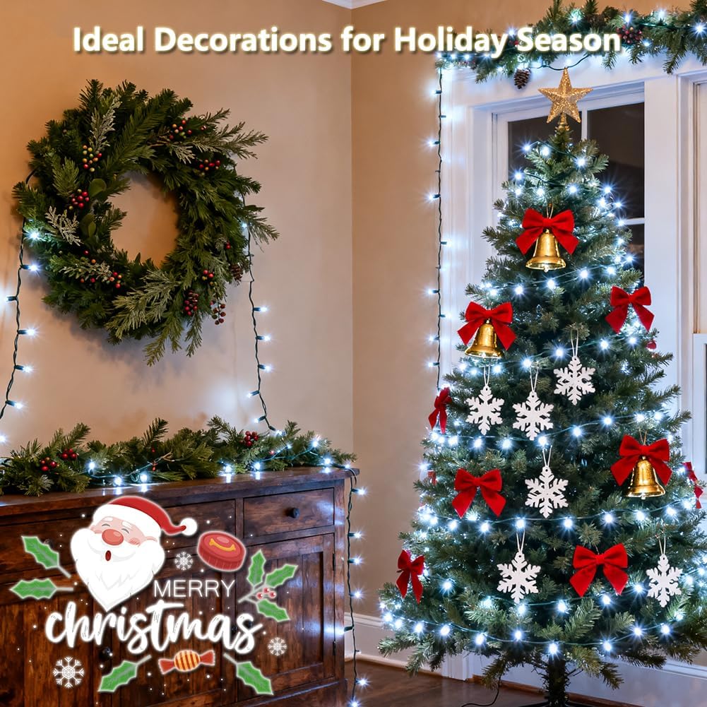 Battery Operated Christmas Lights, 2 Pack 18 FT 50 LED Each Clear Mini String Lights, 8 Modes with Timer Waterproof Tree Lights for Xmas Indoor Outdoor Holiday Home Decor, Pure White