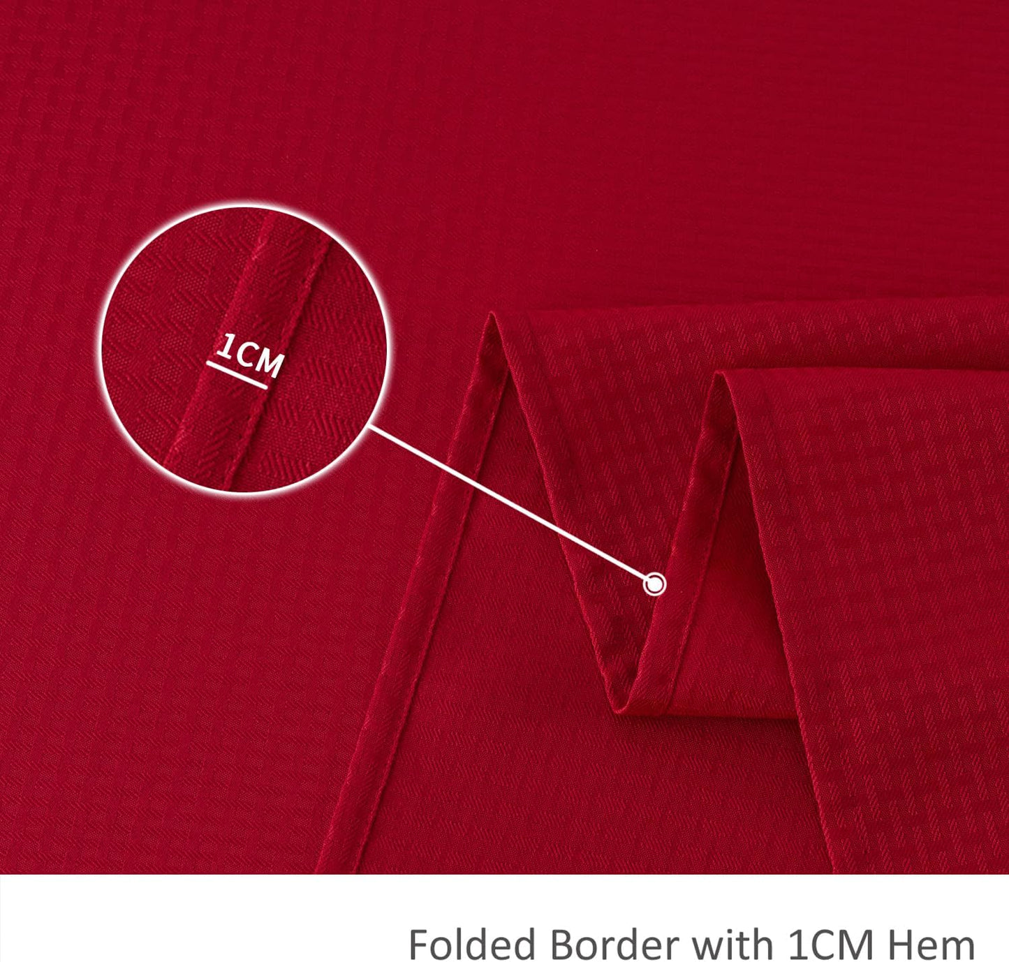 maxmill Rectangle Tablecloth Weaved Design Water Resistant Wrinkle Free Spill-Proof Soft Table Cloth for Dining Room Decoration, Banquet, Christmas Holiday Dinner, 52 x 108 Inch, Red