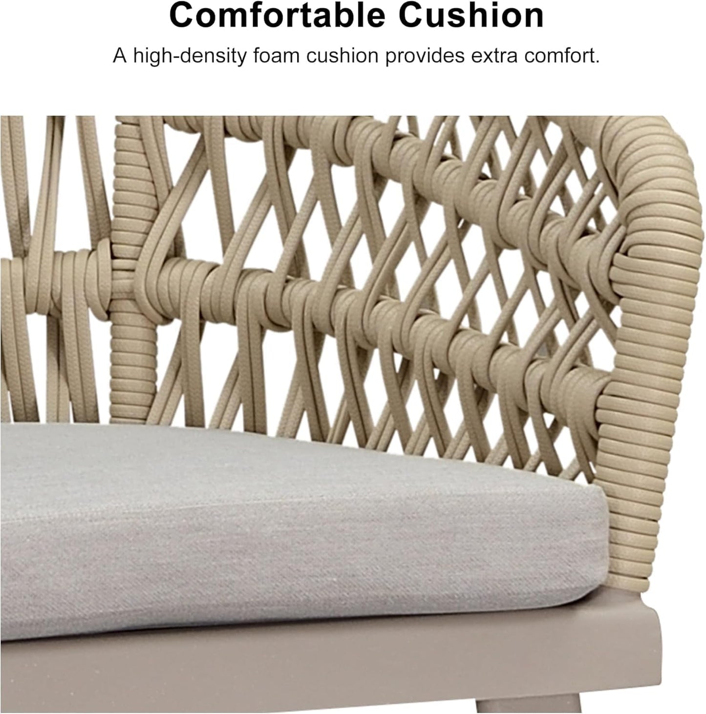 PURPLE LEAF 7 Pieces Outdoor Dining Set All-Weather PE Rattan Outdoor Patio Rurniture Set with All Aluminum Frame Rectangular Table and Chairs Set for Lawn Garden Backyard Deck, Champagne