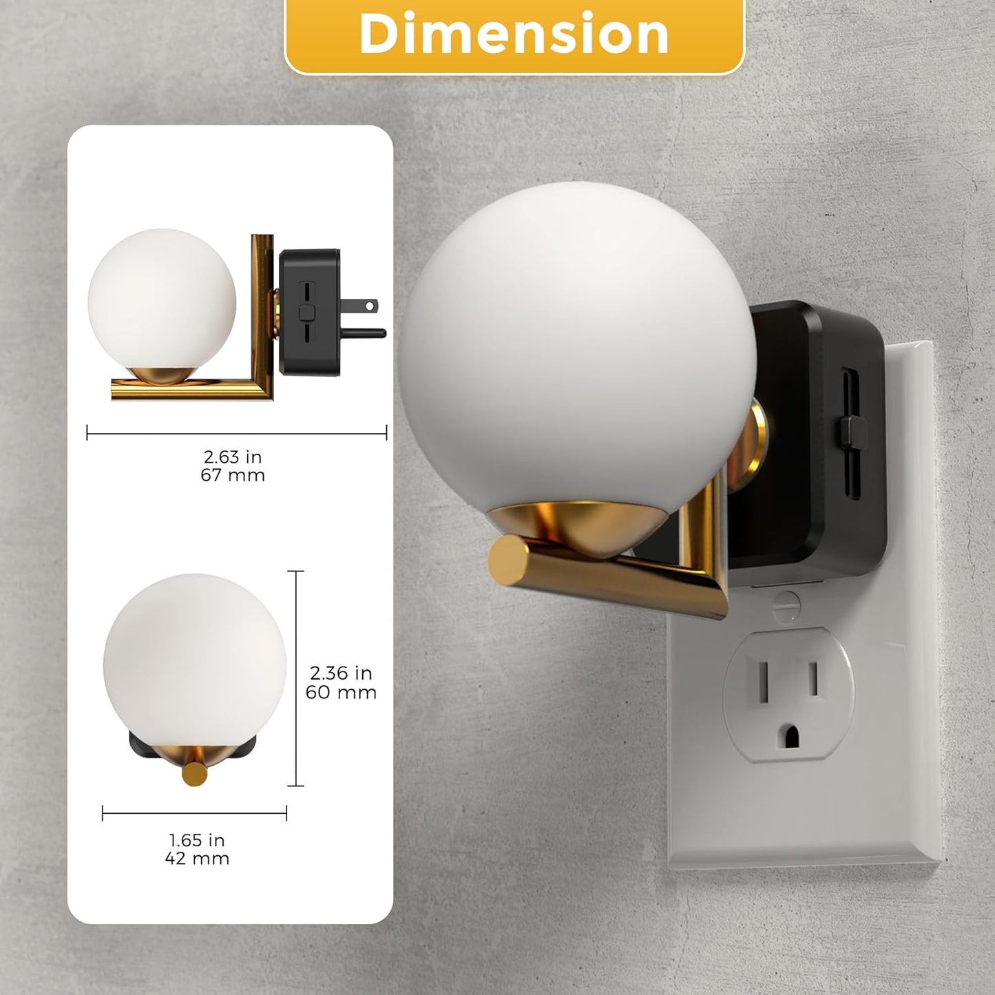L LOHAS LED Night Lights Plug Into Wall 2 Pack, Dusk to Dawn Sensor, 3000K Nightlight, 0-100LM Adjustable Brightness, 180°Rotating Plug in Night Light for Bathroom, Hallway, Bedroom, Stairway