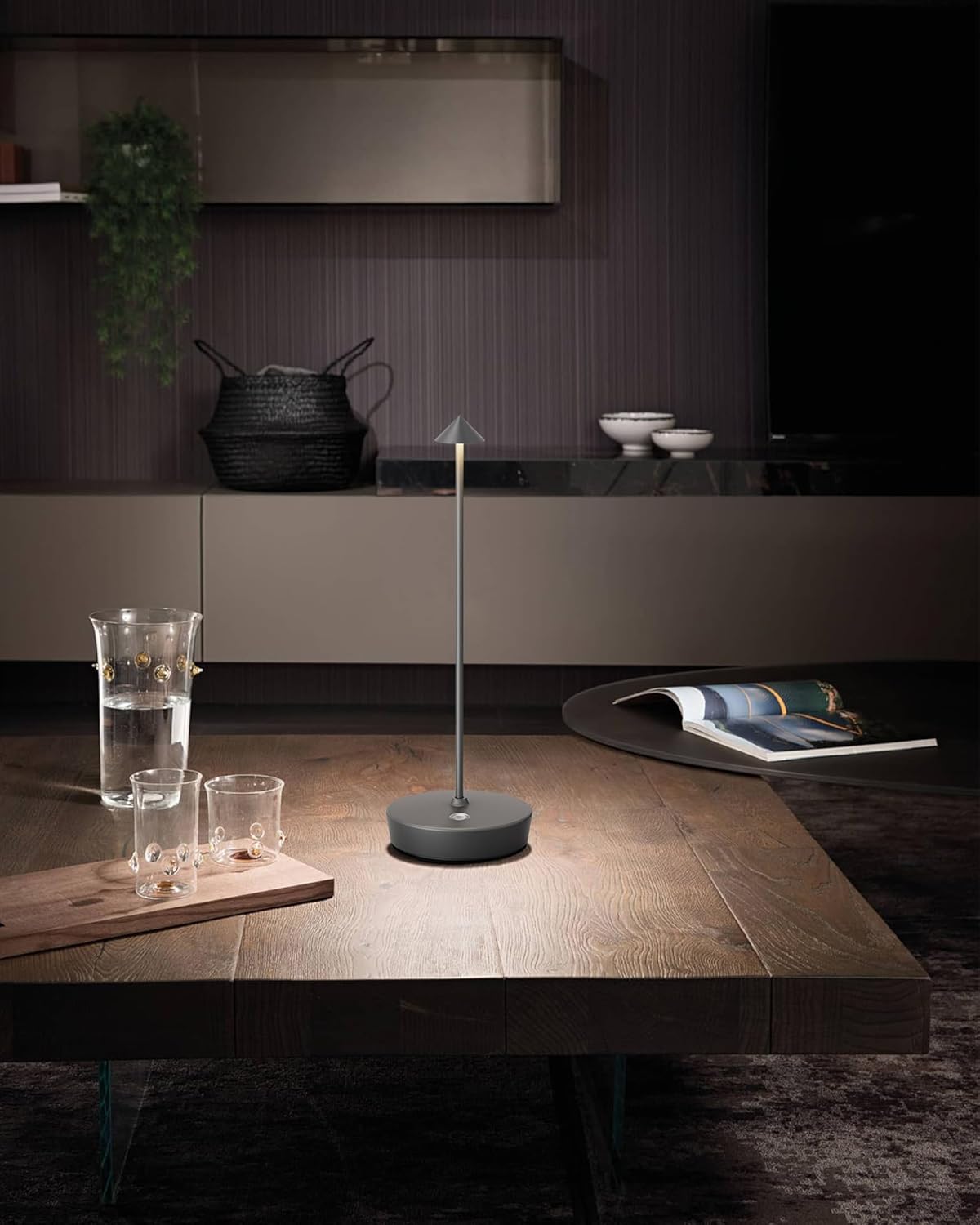 Cordless Table Lamps Rechargeable, 6000mAh Battery Operated LED Desk Lamp Outdoor Waterproof Portable Touch Dimmable Table Light for Patio Restaurant Dining Home Grey