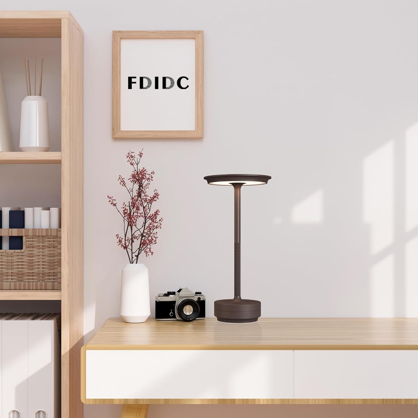 Rechargeable Cordless Table Lamps,Portable 5000mAh Table Light Touch 3 Color Stepless Dimming Battery Powered LED Metal Table Lamp for Restaurant/Home/Outdoor/Camping.(Rust)