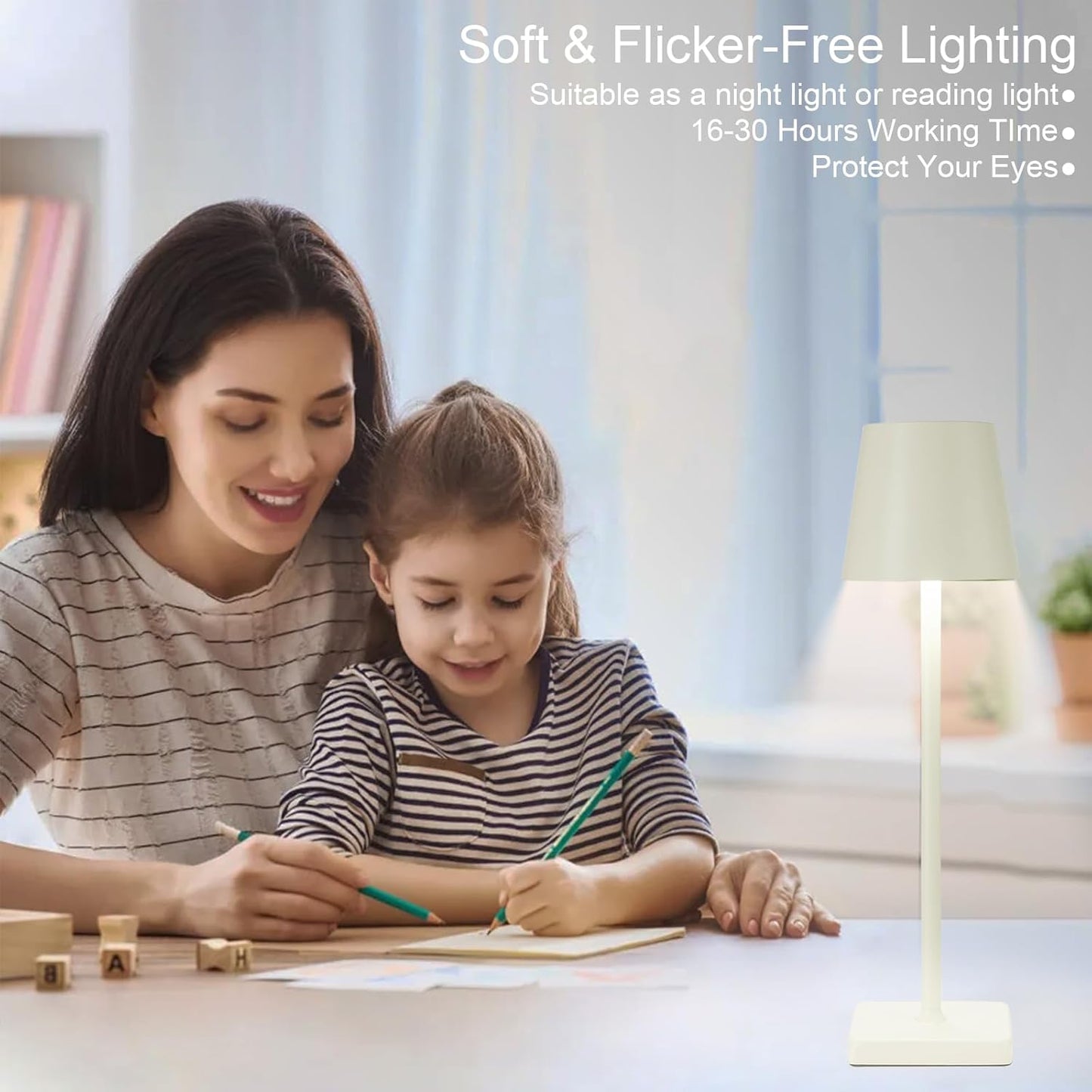 2 Pack Rechargeable Cordless Table Lamps, 5200mAh Battery Touch Table Light, Aluminum Shell Stepless Dimmable Portable LED Desk Lamp for Dinner/Restaurant/Outdoor Cream