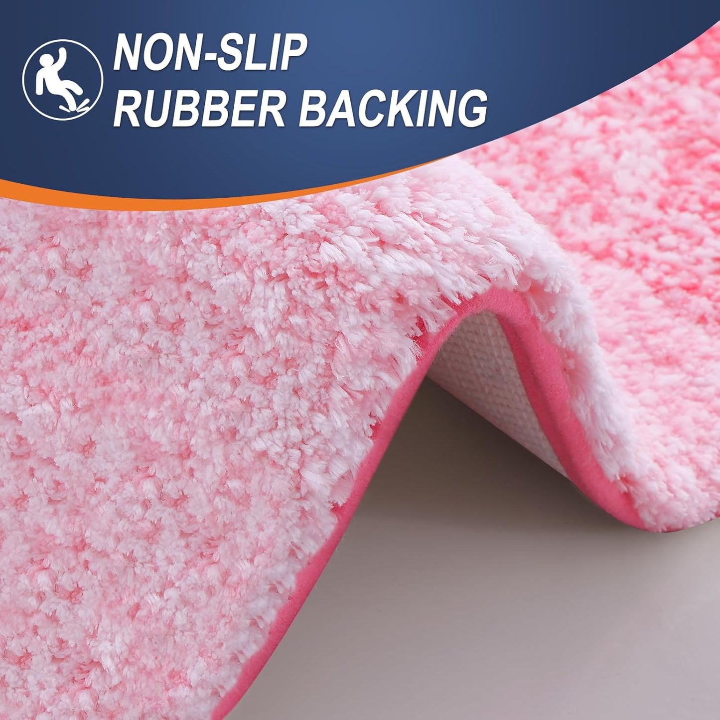 OLANLY Bathroom Rug Set 2 Piece, Soft Absorbent Microfiber Bath Mats and U-Shaped Contour Toilet Rug, Non-Slip, Machine Wash Dry, Plush Shaggy Bath Mats for Bathroom (24"x16"+24"x20", Pink)